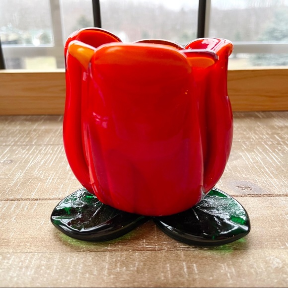 VTG Glass Art Rose Votive - Picture 2 of 4